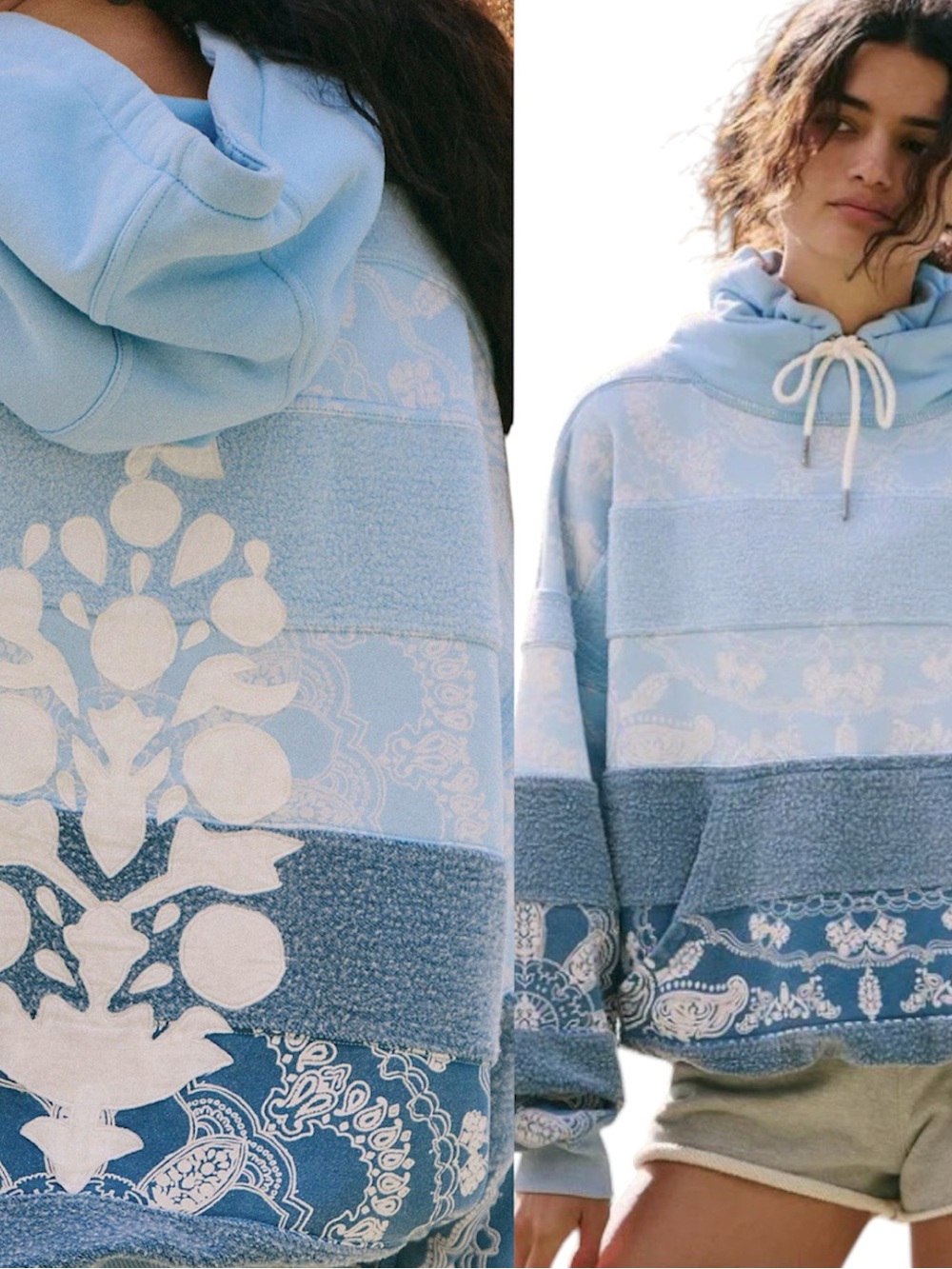 FREE PEOPLE x movement Bandana Final Call Logo Hoodie Blue Indigo size small